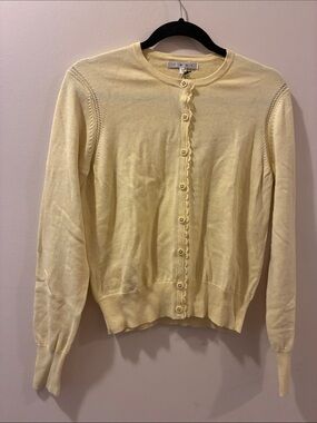 CAbi Yellow Crewneck Button-Front cardigan Sweater - NWT - medium